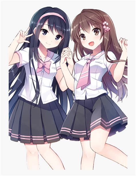 Beautiful Anime Girl Pretty Anime Girl Kawaii Anime Two Anime Girl Best Friends Hd Png