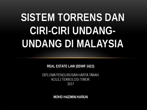 * kelantan land settlement ordinance, 51/1955. (PPT) Bab 1 (2) Sistem Torrens dan Ciri ciri Undang undang ...