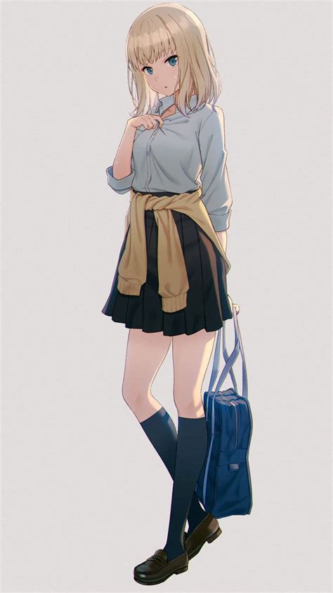 Hyuuga Azuri Original Highres 1girl Backlighting Bag Black Skirt