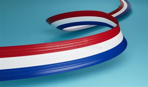 3d flag of netherlands 3d wavy shiny netherlands ribbon isolated on blue background 3d