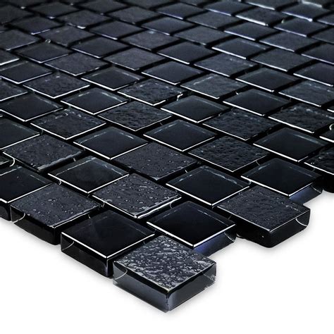 black 1 x 1 glass mosaic tile ss82323k1 signature series aquablu mosaics