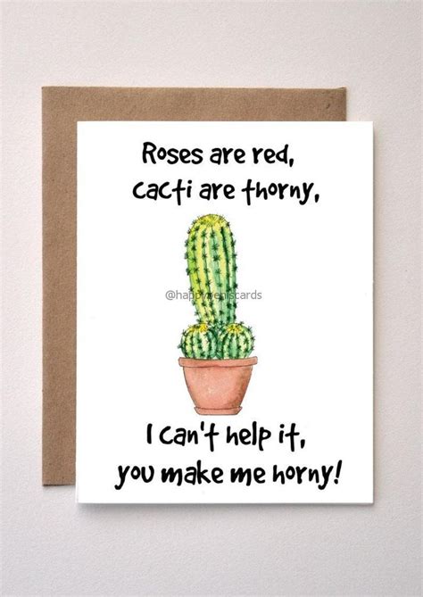 Horny Cactus Penis Card Birthday Anniversary Cute Funny Simple | Etsy