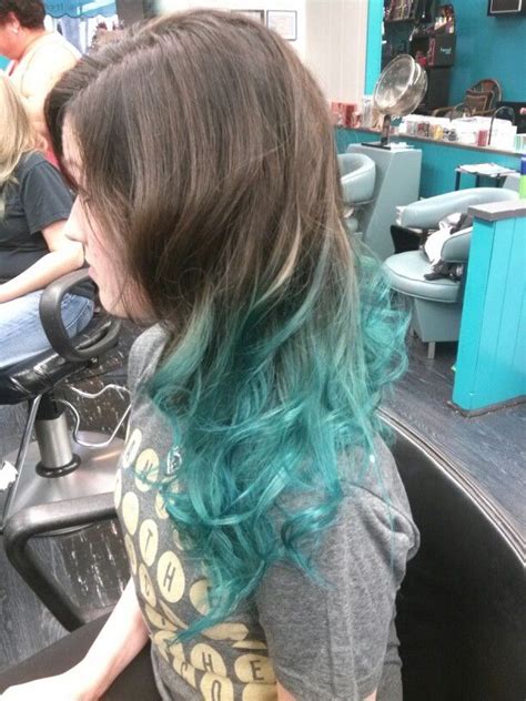 Dark Brown And Teal Ombre Teal Ombre Hair Blue Tips