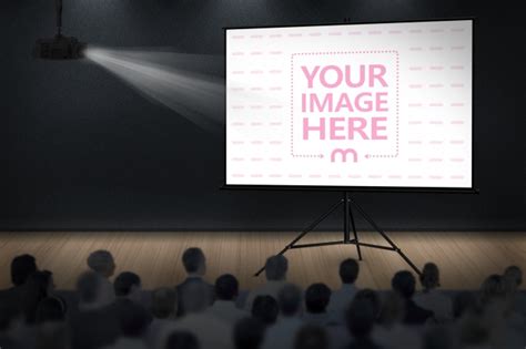 Projector Screen On Stage Mockup Template Mediamodifier