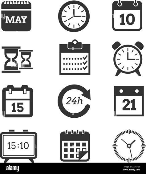 Time And Schedule Vector Icons Set Of Clocks And Calendars