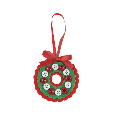 Red And White Button Wreath Christmas Ornament Craft Kit Oriental