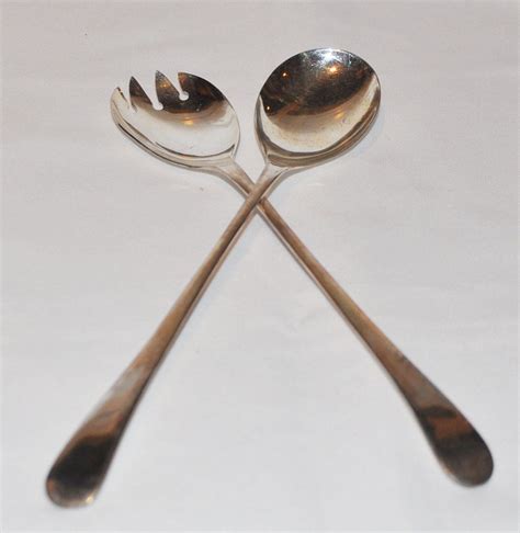 Silver Plated Sheffield England Salad Spoon And Fork Set Etsy