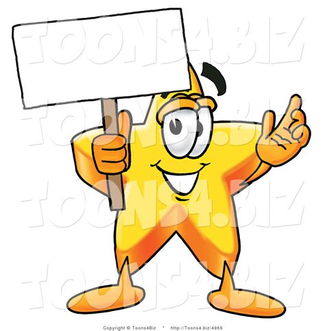 Illustration Of A Cartoon Star Mascot Holding A Blank Sign By Toons4biz