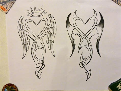 angel and devil tattoo concept 1 by mark dicarlo tattoos tattoos devil tattoo angel devil
