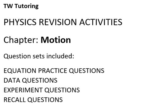 Physics Gcse Revision Motion Teaching Resources