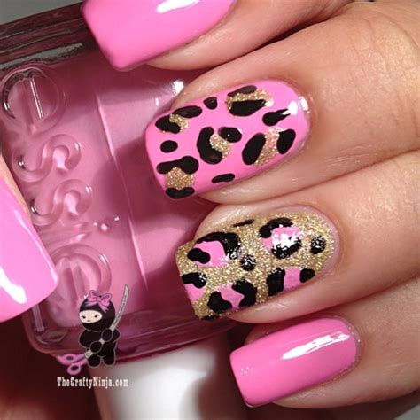 pink leopard print nails  crafty ninja