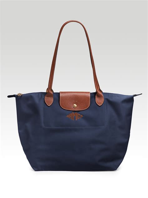 Longchamp Personalized Le Pliage Tote in Blue (navy) | Lyst