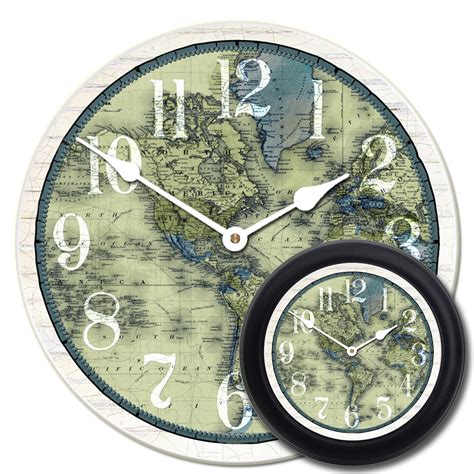 World Map Clocks Large Green Wall Clock The Big Clock