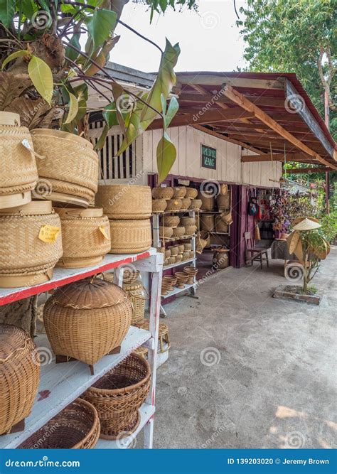 Laotian Ethnic Woven Bamboo Baskets Luang Phabang Laos Asia