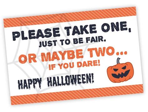 Free Printable Please Take One Halloween Sign Happy Halloween Signs