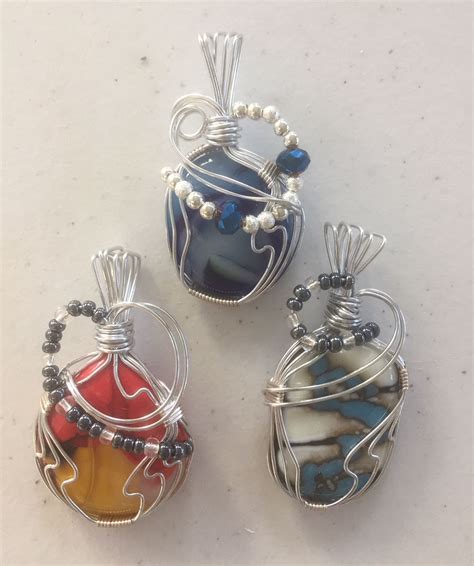 Designed By Annie Dotzauer These Three Wire Wrapped Pieces Were Simple Puddle Glass Items And