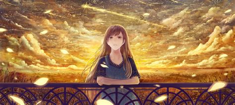 Starry Night Lonely Girl Wallpaper Anime — Animwallcom