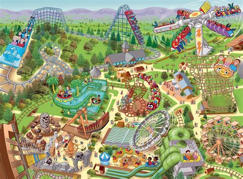 Light Water Valley Theme Park Illustration Theme Park Map