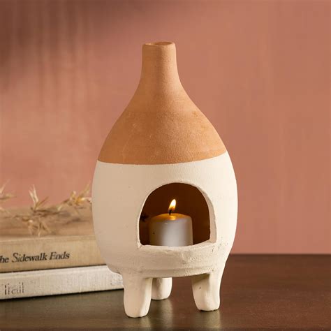 Tabletop Clay Chiminea Incense Burner Candle Holder Vivaterra
