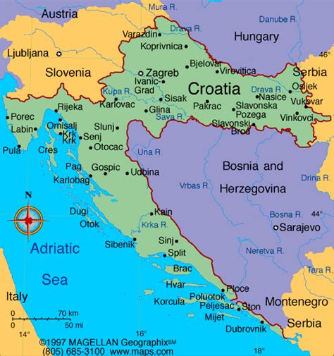 xř̩.ʋaː.ʦkaː), es una república democrática parlamentaria. Map of Croatia | Croacia, Eslovenia y Viaje a europa