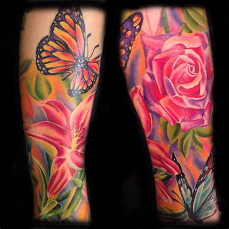 Realistic Colour Flower Tattoo By Toby Harris