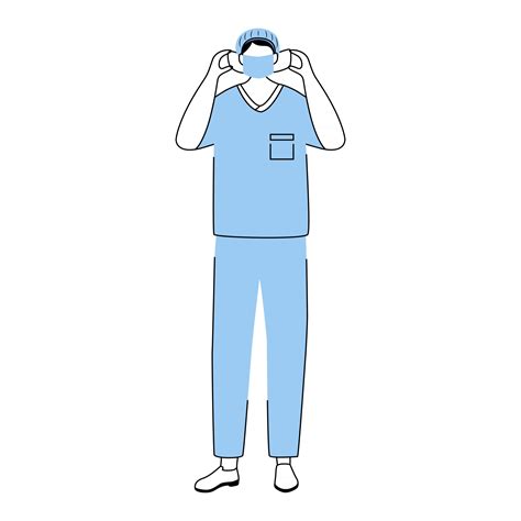 Surgeon Flat Vector Illustration Doctor Wearing Medical Mask