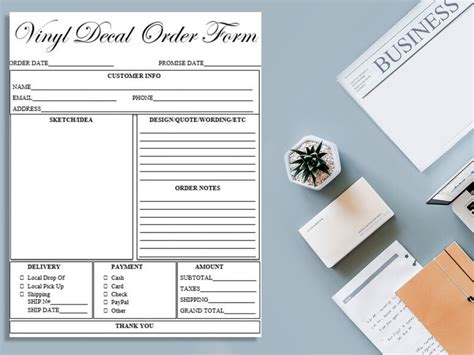 Editable Vinyl Decal Order Form Printable Ready To Use Etsy