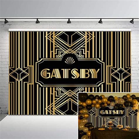 Avezano Great Gatsby Backdrop Retro Gatsby Birthday Wedding Black And Gold Roaring S Art Decor