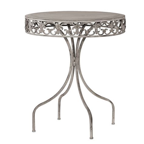 Not available at clybourn place. Grey-Wash Round Metal Garden Table | Metal Garden Table - Crown French Furniture