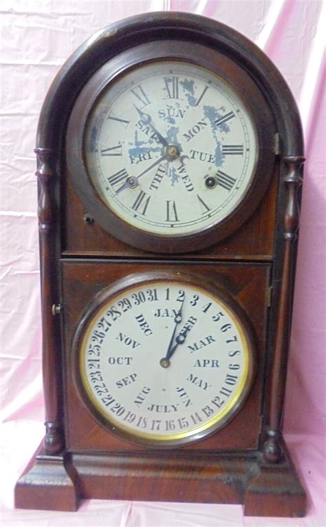 Welch Spring Clock Co Perpetual Calendar Double Dial Parlor Clock1875