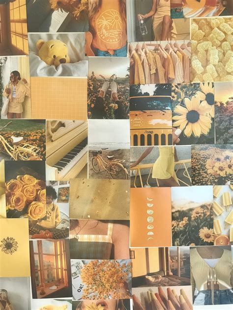 Yellow Aesthetic Wall Collage Set 50 Physical Prints Etsy
