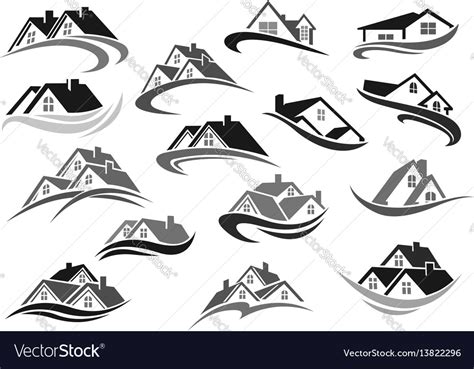 Residential Icons Of Real Estate House Royalty Free Vector