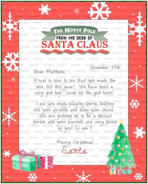 Letter From Santa Santa Nice List Santa Claus Letter From Etsy