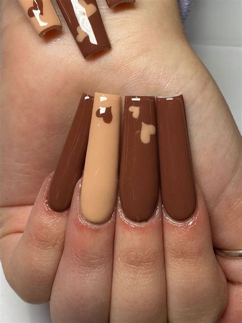 Pin By LOOK HERE On Nailss In 2021 Brown Acrylic Nails Glow Nails