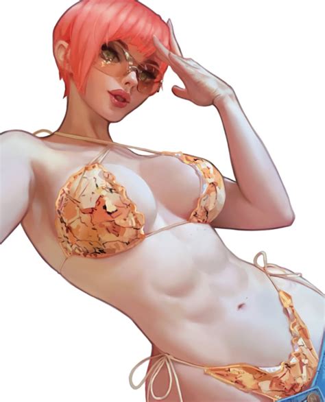Rule 34 Art Bikini Bikini Top Breasts Busty Criss Cross Halter Dsl