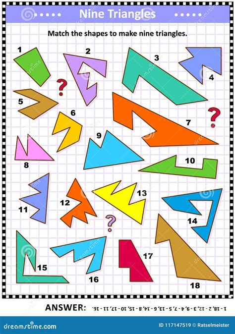 Make Triangles Math Picture Puzzle Stock Vector Illustration Of