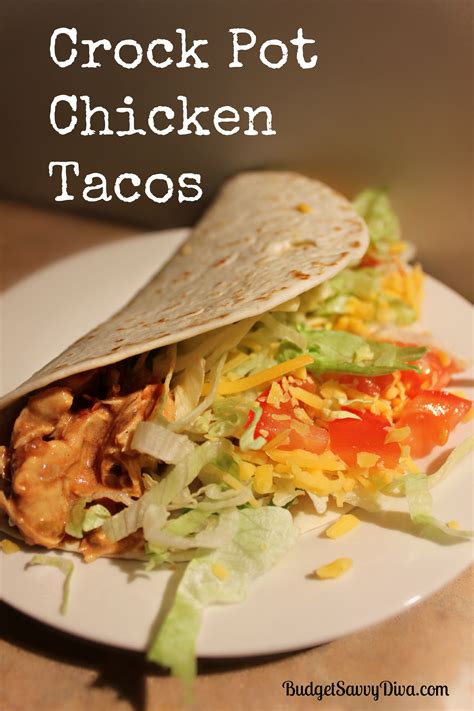 Remove the chicken to a plate using a slotted. Crock Pot Chicken Tacos Recipe - Budget Savvy Diva