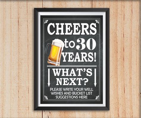 Cheers To 30 Years Sign For Him 30th Birthday Decorations For Etsy