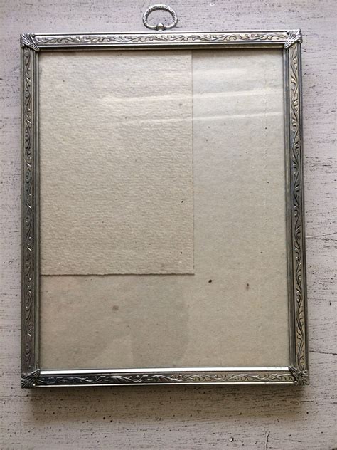Vintage Silver Metal Picture Frame With Glass Easel Back Photo Etsy