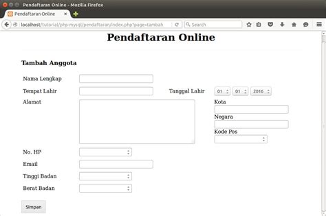 Membuat Formulir Pendaftaran Online Untuk Input Ke Database Bahasaweb Com