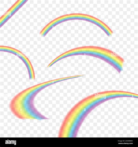 Rainbows In Different Shape Realistic Set On Transparent Vector Stock