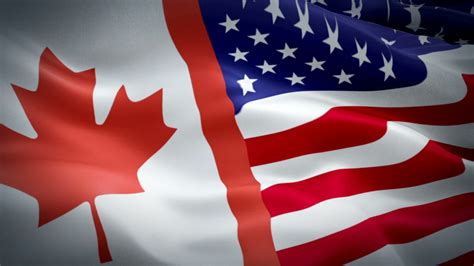 Usa And Canadian Flag Wave Stock Footage Video 100 Royalty Free