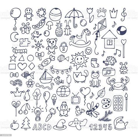 Collection Of Hand Drawn Cute Doodles Doodle Children