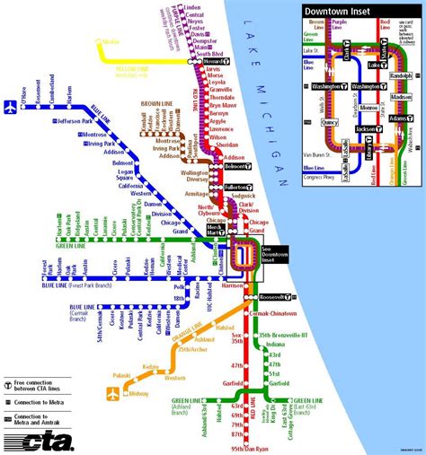 Subway Map Chicago Subway In Chicago Map United States Of America