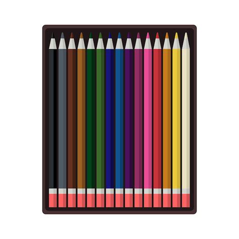 Premium Vector A Set Of Colored Pencils In A Box