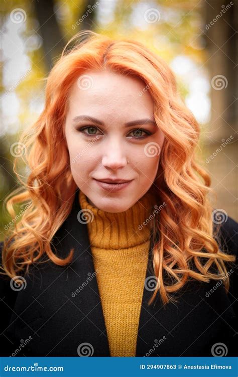 Portrait Of A Beautiful Girl With Red Hair Stock Image Image Of