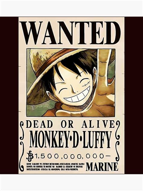 Monkeydluffy Luffy Wanted Poster Dead Or Live Metal Print By