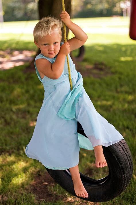 Beautiful Girl On Tire Swing Stock Photo Image Of Carefree Summer