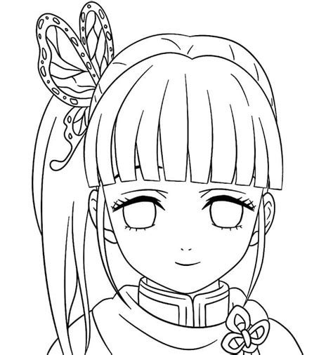 Kanao Tsuyuri Surrounded By Butterflies Coloring Page Printable