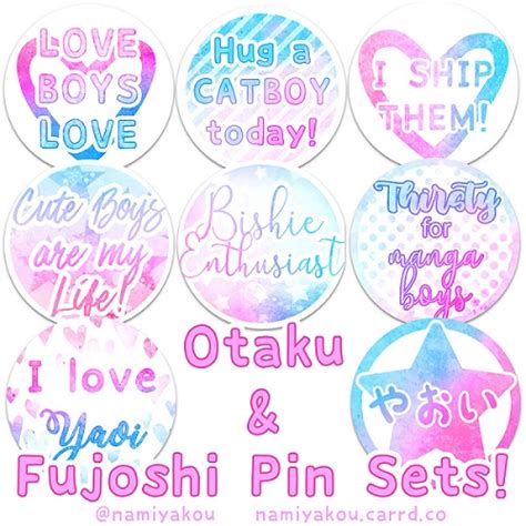 Otaku And Fujoshi Pin Sets On Storenvy
